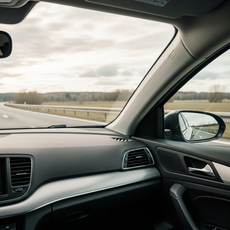 Automobilio salonas važiuojant greitkeliu sukuria ramybės ir tylos pojūtį dėl geros garso izoliacijos